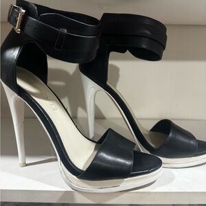 Aldo Black and White Strappy Heels